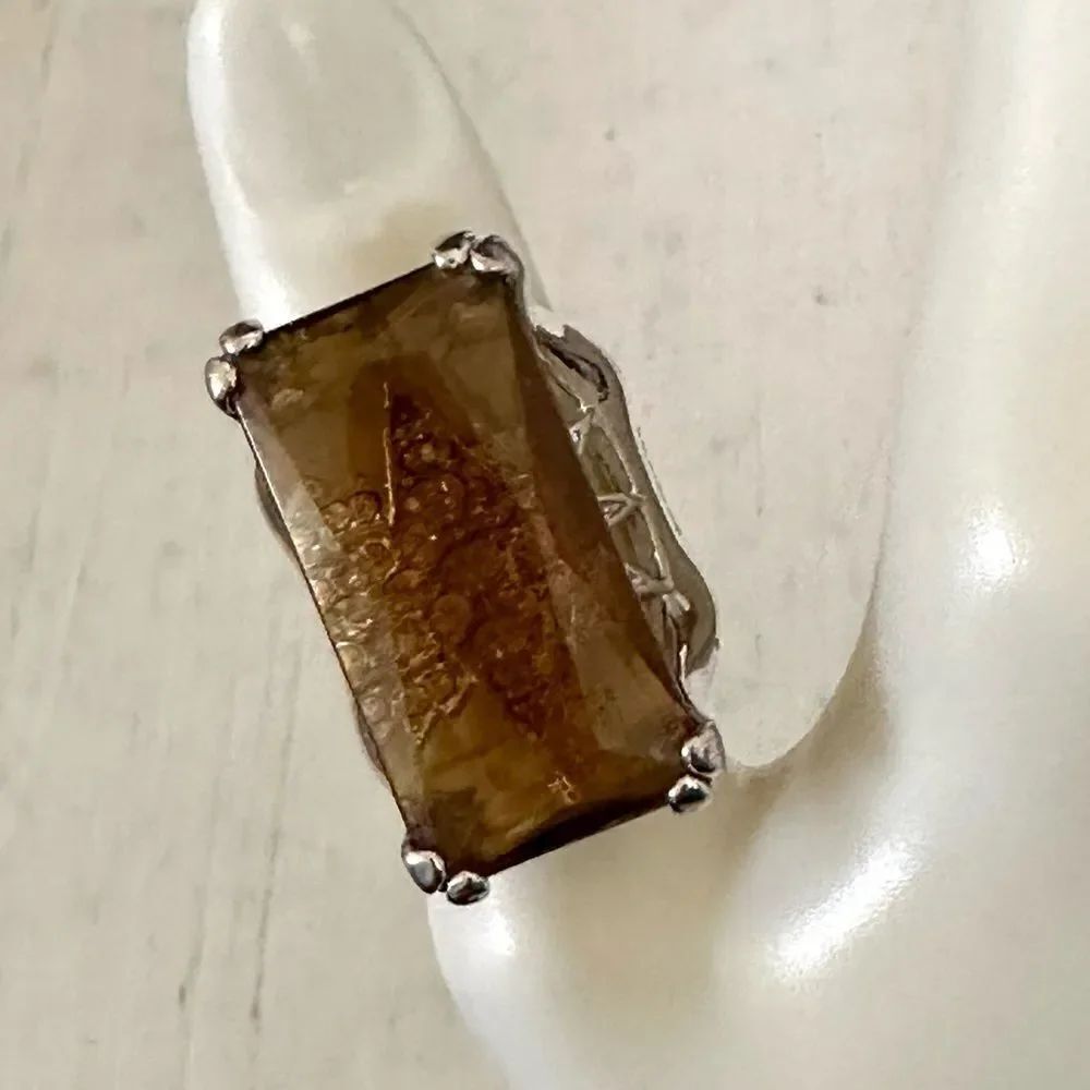 CGDI topaz tone silver tone ring with rhinestones